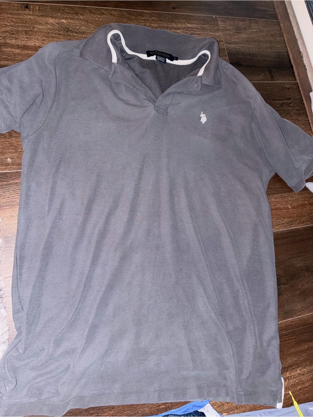U.S. Polo Assn. Gray Short Sleeve Polo with Contrast Trim